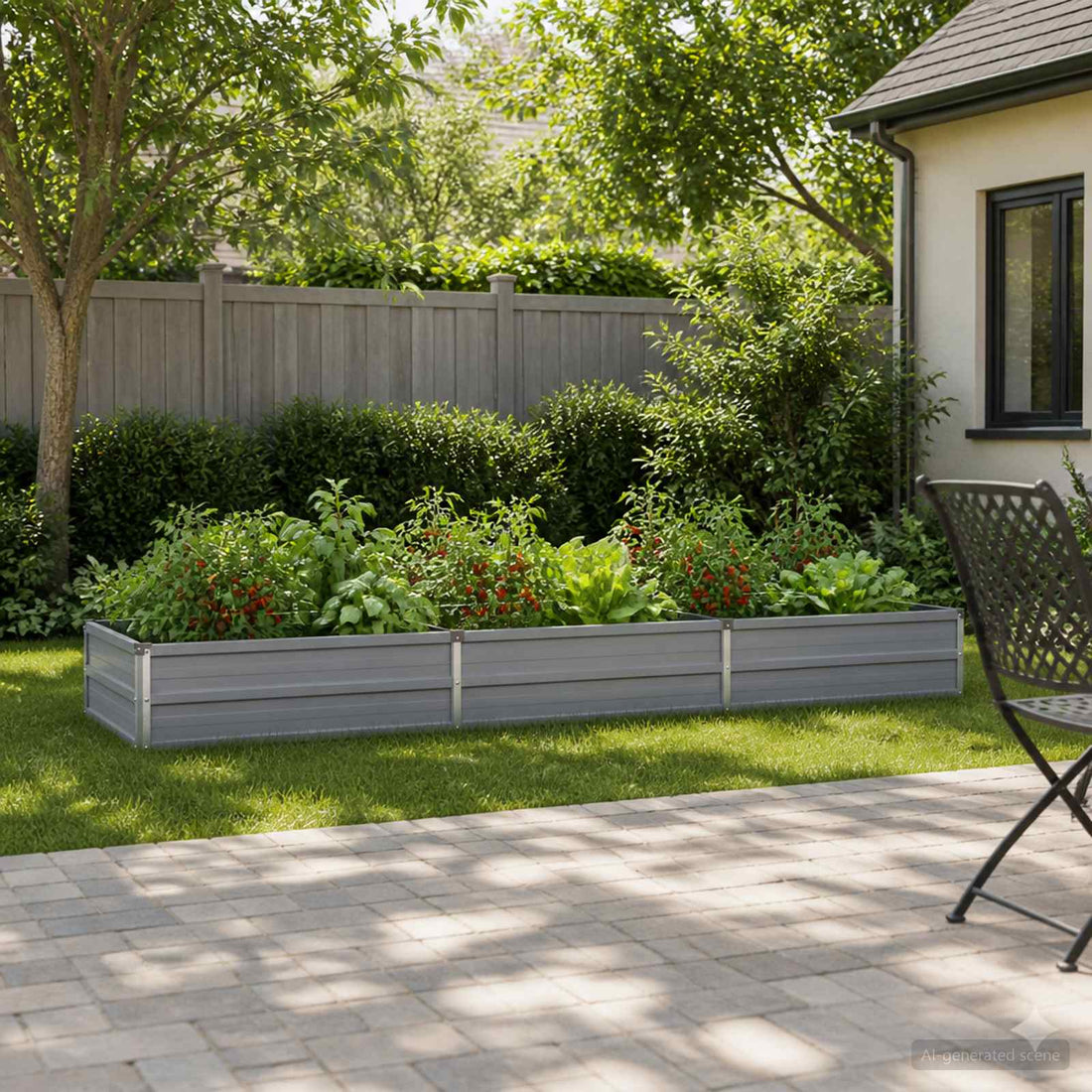vidaXL Cama de Jardín Elevada Gris 240 x 80 x 24 cm