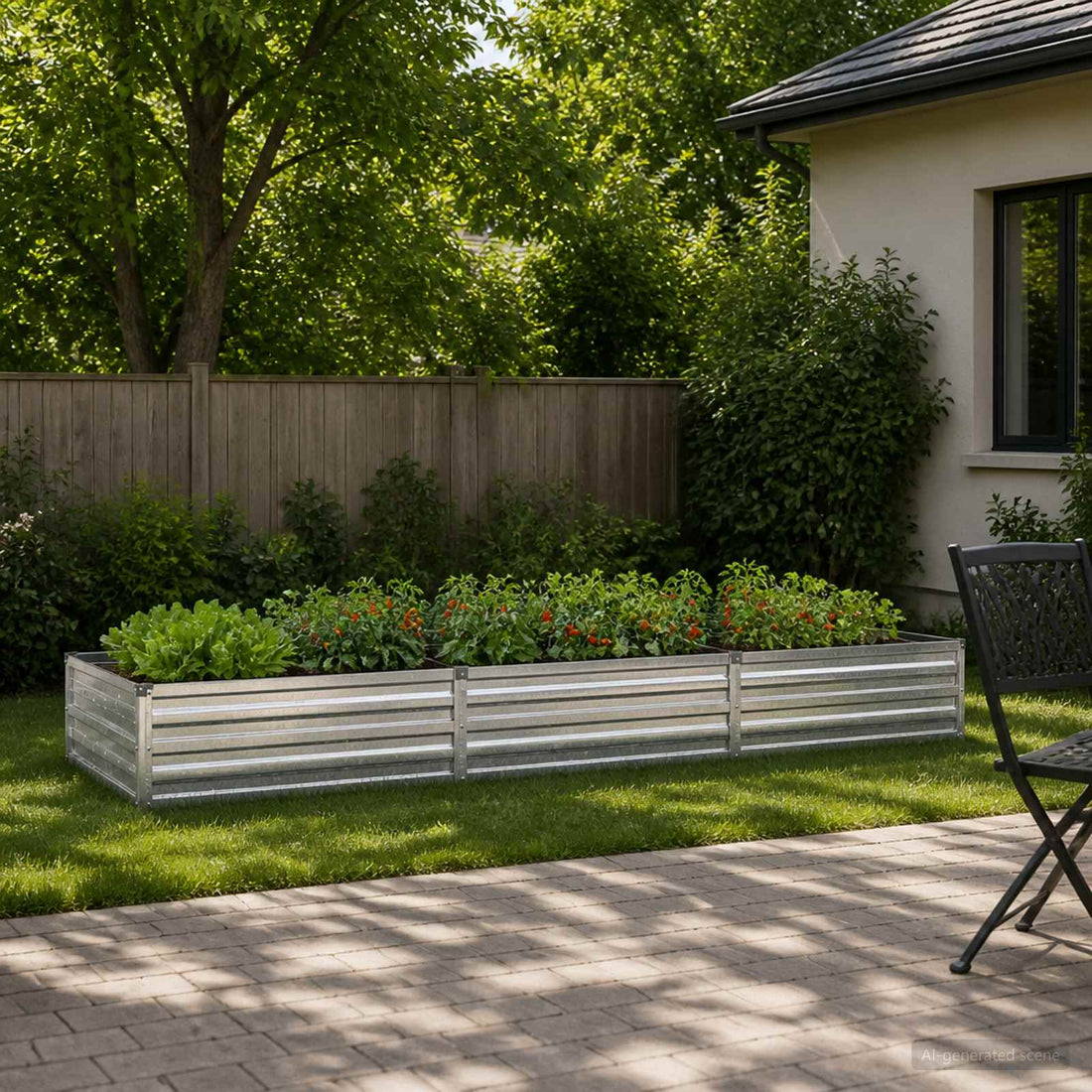 vidaXL Cama de Jardín Elevada Plateado 240 x 80 x 24 cm galvanizado