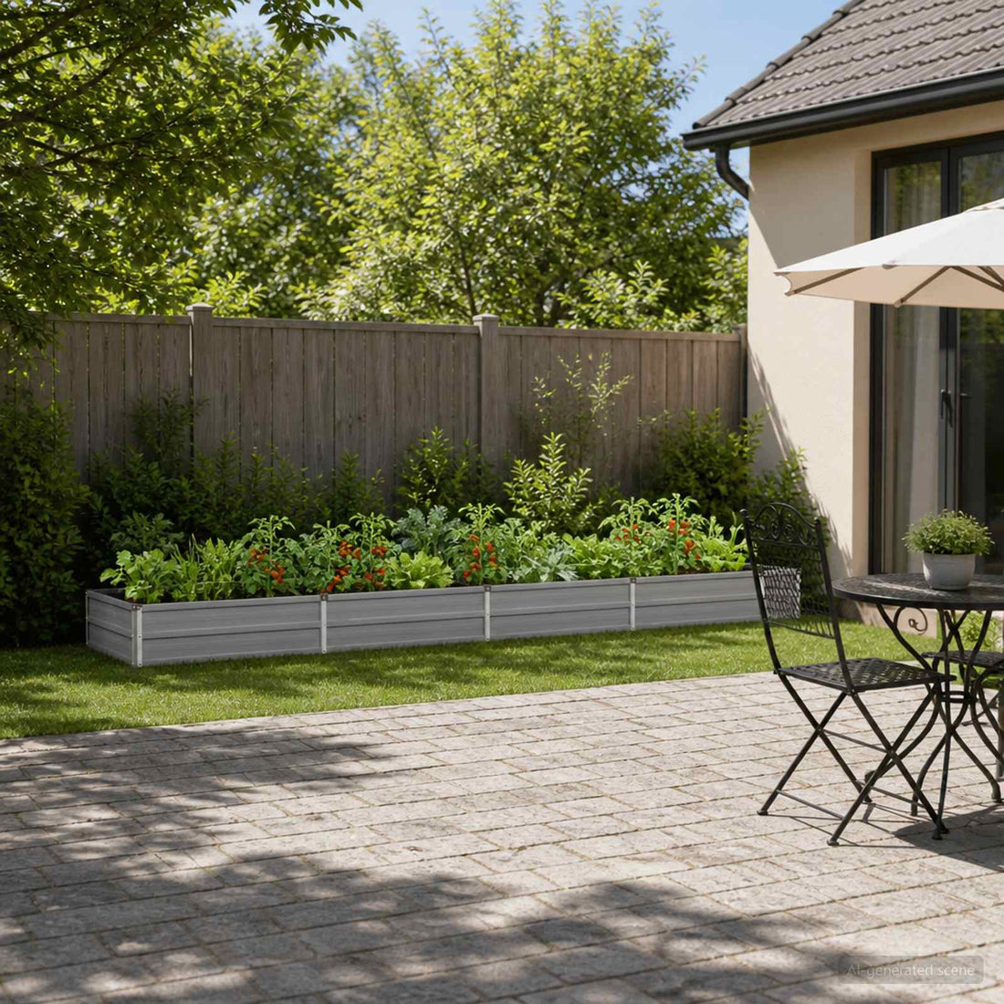 vidaXL Cama de Jardín Elevada Gris 320 x 80 x 24 cm