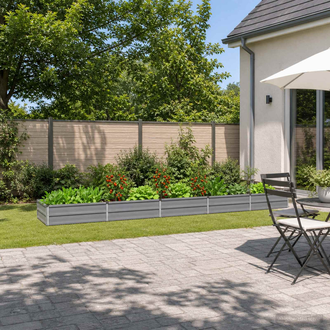 vidaXL Cama de Jardín Elevada Gris 400 x 80 x 24 cm