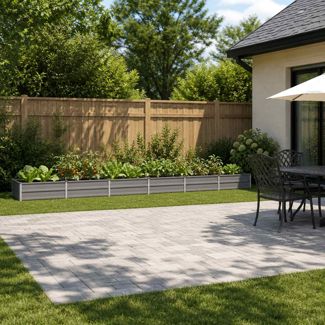vidaXL Cama de Jardín Elevada Gris 480 x 80 x 24 cm
