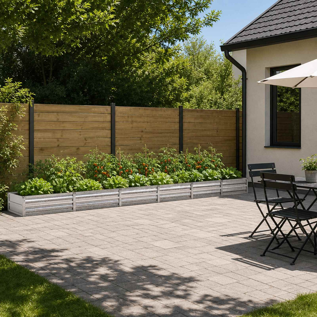 vidaXL Cama de Jardín Elevada Plateado 480 x 80 x 24 cm galvanizado
