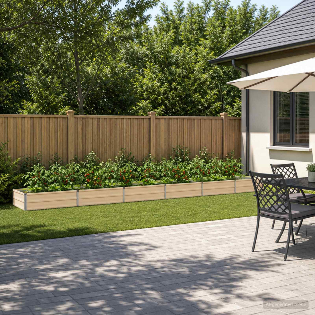 vidaXL Cama de Jardín Elevada Marfil 480 x 80 x 24 cm