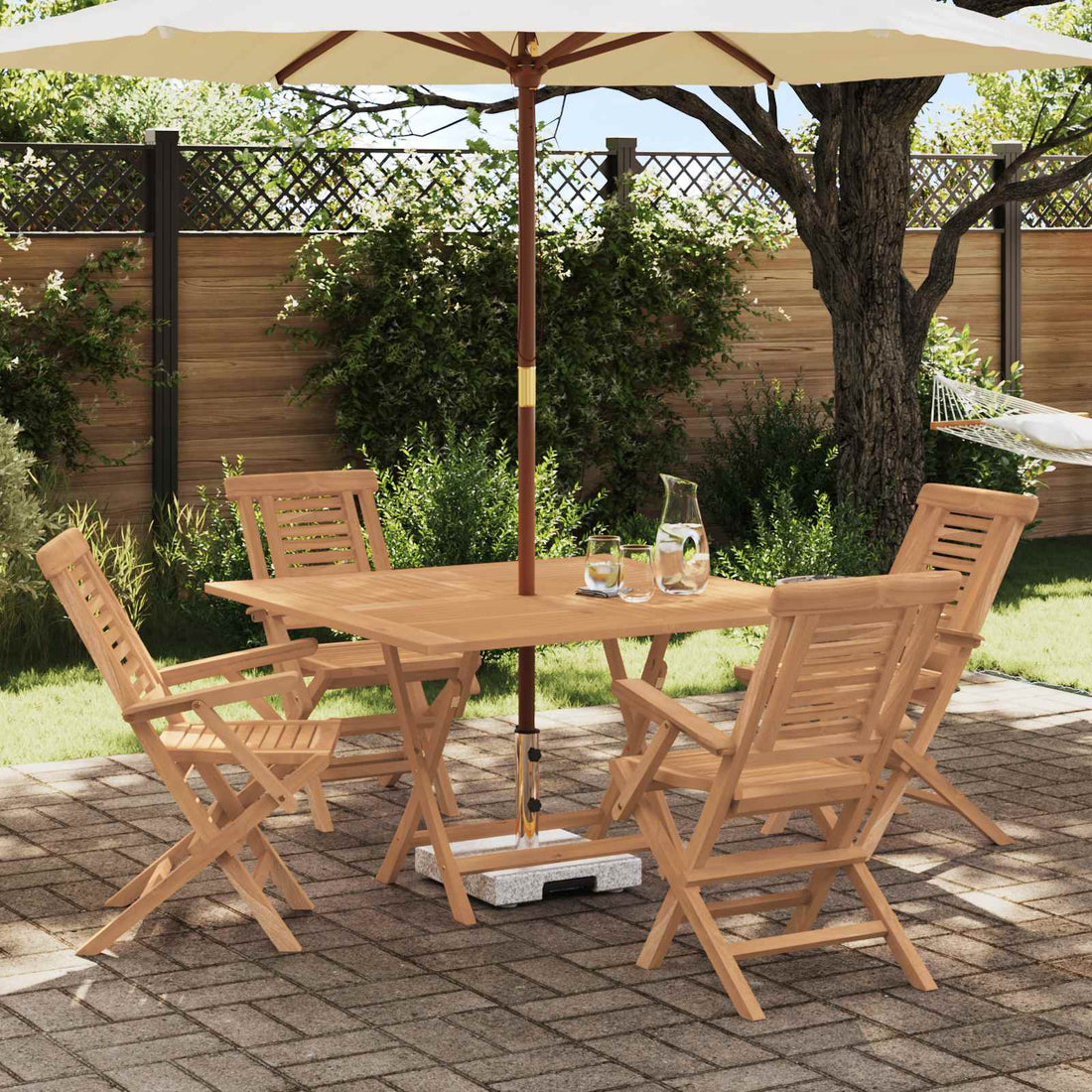 vidaXL Conjunto de Jardín 5 uds. Marrón Madera de teca maciza