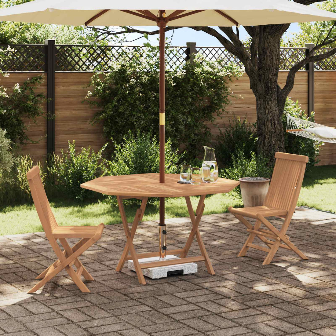 vidaXL Juego Bistro de Jardín 3 uds. Natural Madera de teca maciza