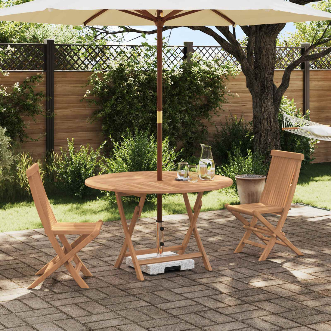 vidaXL Juego Bistro de Jardín 3 uds. Natural Madera de teca maciza