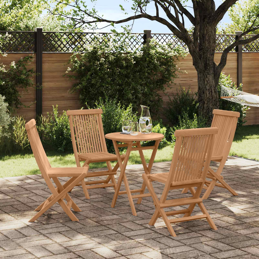 vidaXL Conjunto de Jardín 5 uds. Marrón Madera de teca maciza