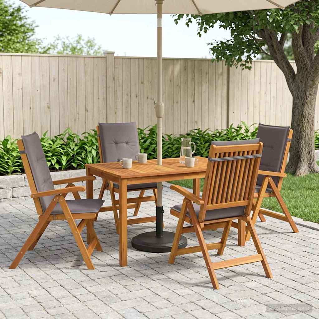 vidaXL 5-Piece Garden Dining Set Natural Madera de Acacia Sólida