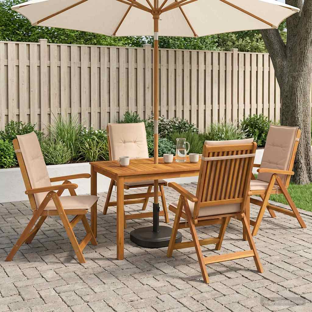 vidaXL 5-Piece Garden Dining Set Natural Madera de Acacia Sólida