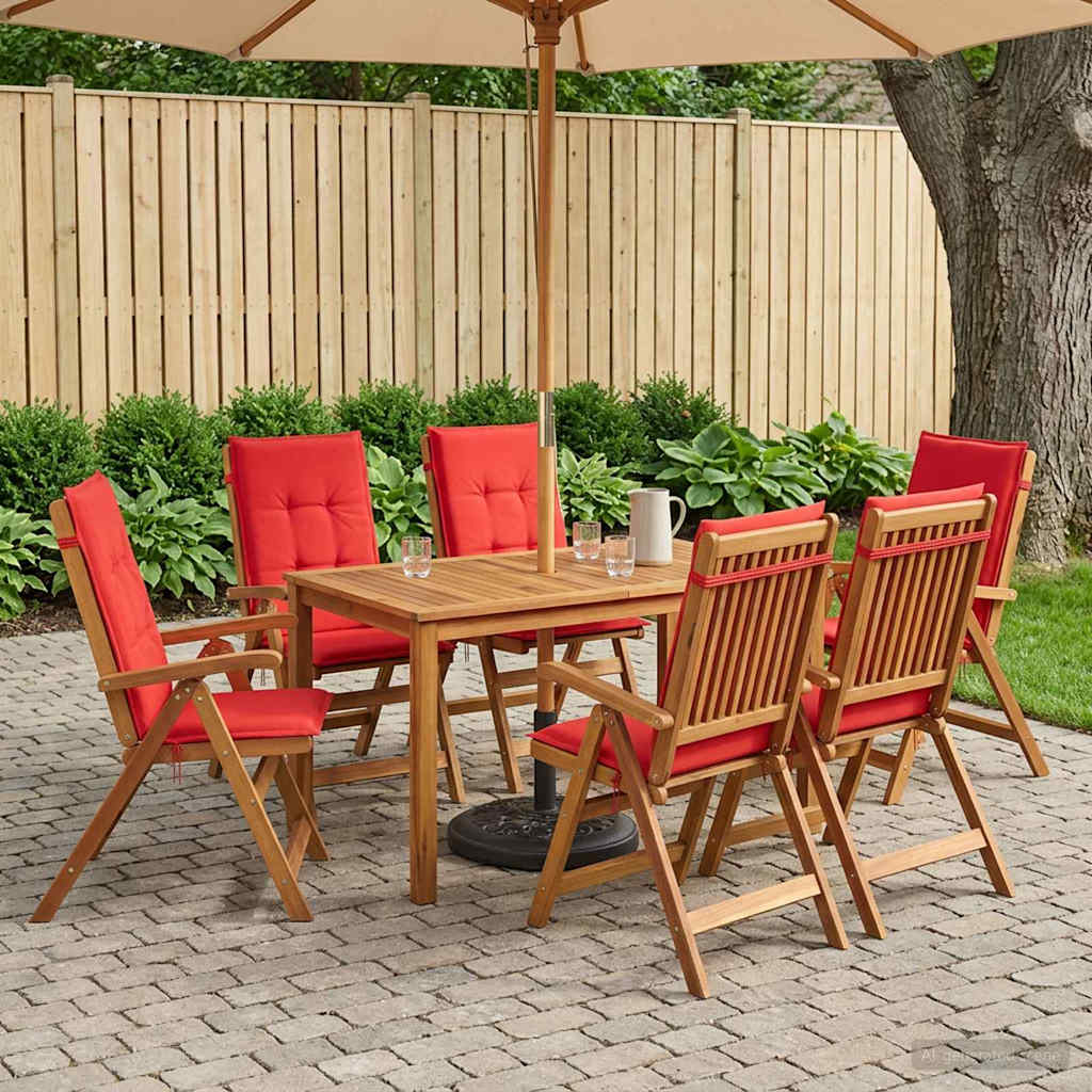 vidaXL Conjunto de comedor de jardín de 7 piezas Natural