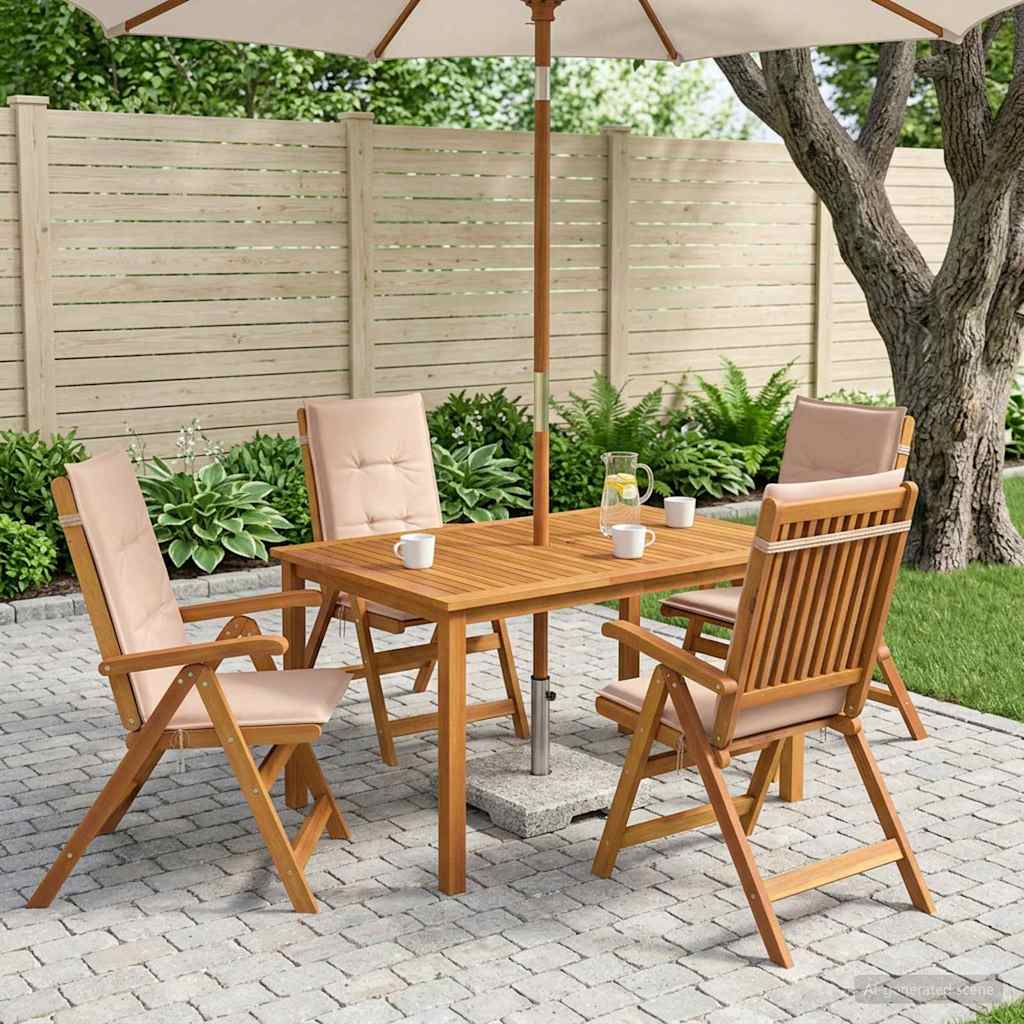 vidaXL Juego de comedor de jardín de 5 piezas Natural
