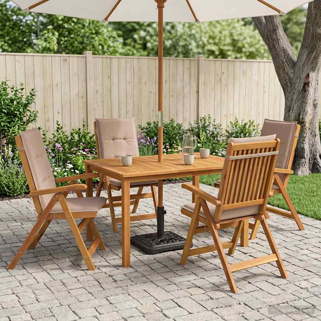 vidaXL Juego de comedor de jardín de 5 piezas Natural