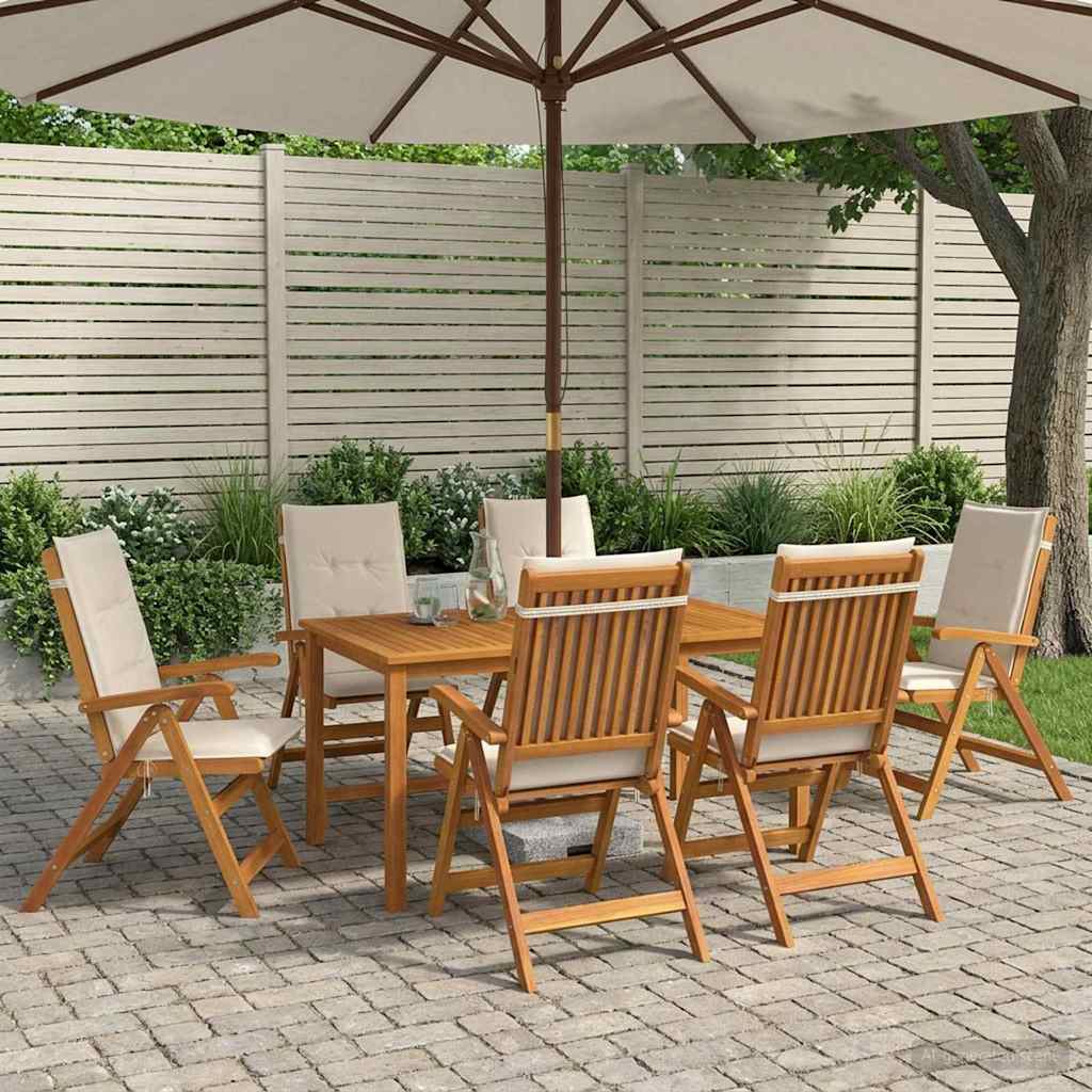 vidaXL Conjunto de comedor de jardín de 7 piezas Natural