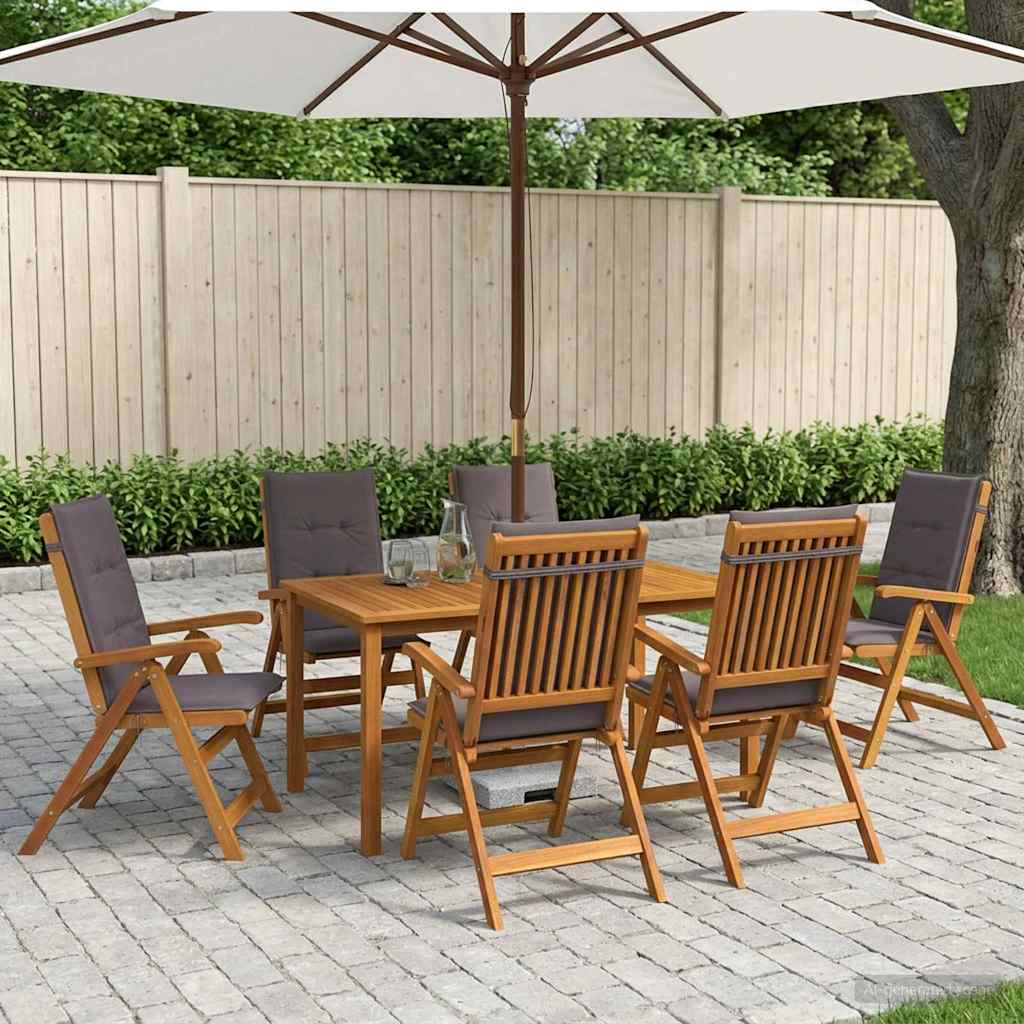 vidaXL Conjunto de comedor de jardín de 7 piezas Natural