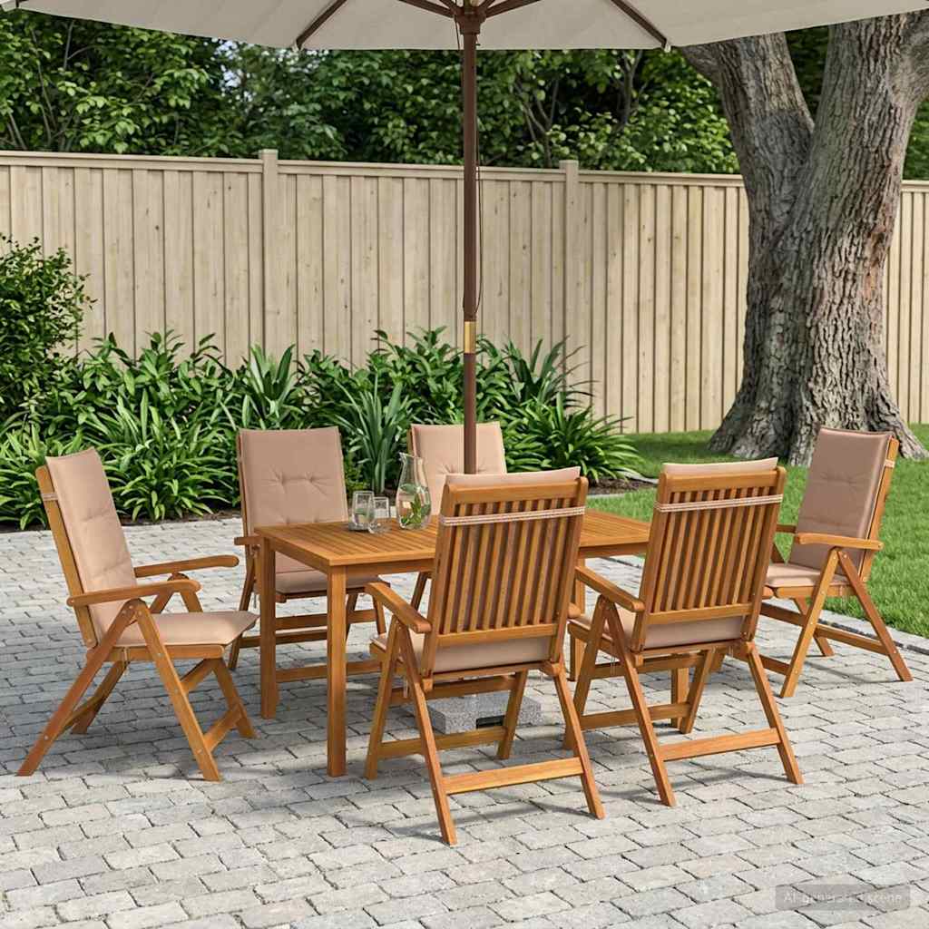 vidaXL Conjunto de comedor de jardín de 7 piezas Natural