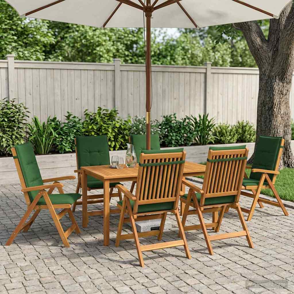 vidaXL Conjunto de comedor de jardín de 7 piezas Natural