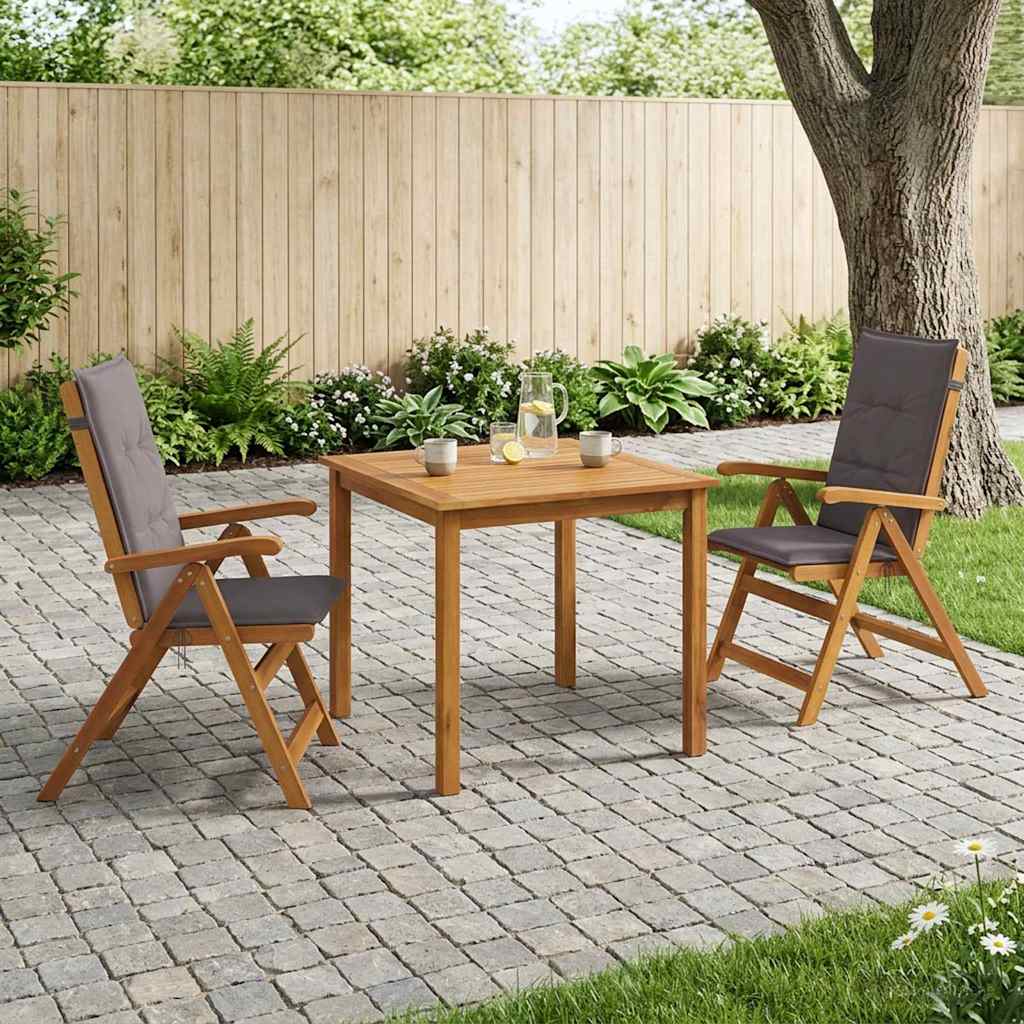 vidaXL Conjunto de comedor de jardín de 3 piezas Natural