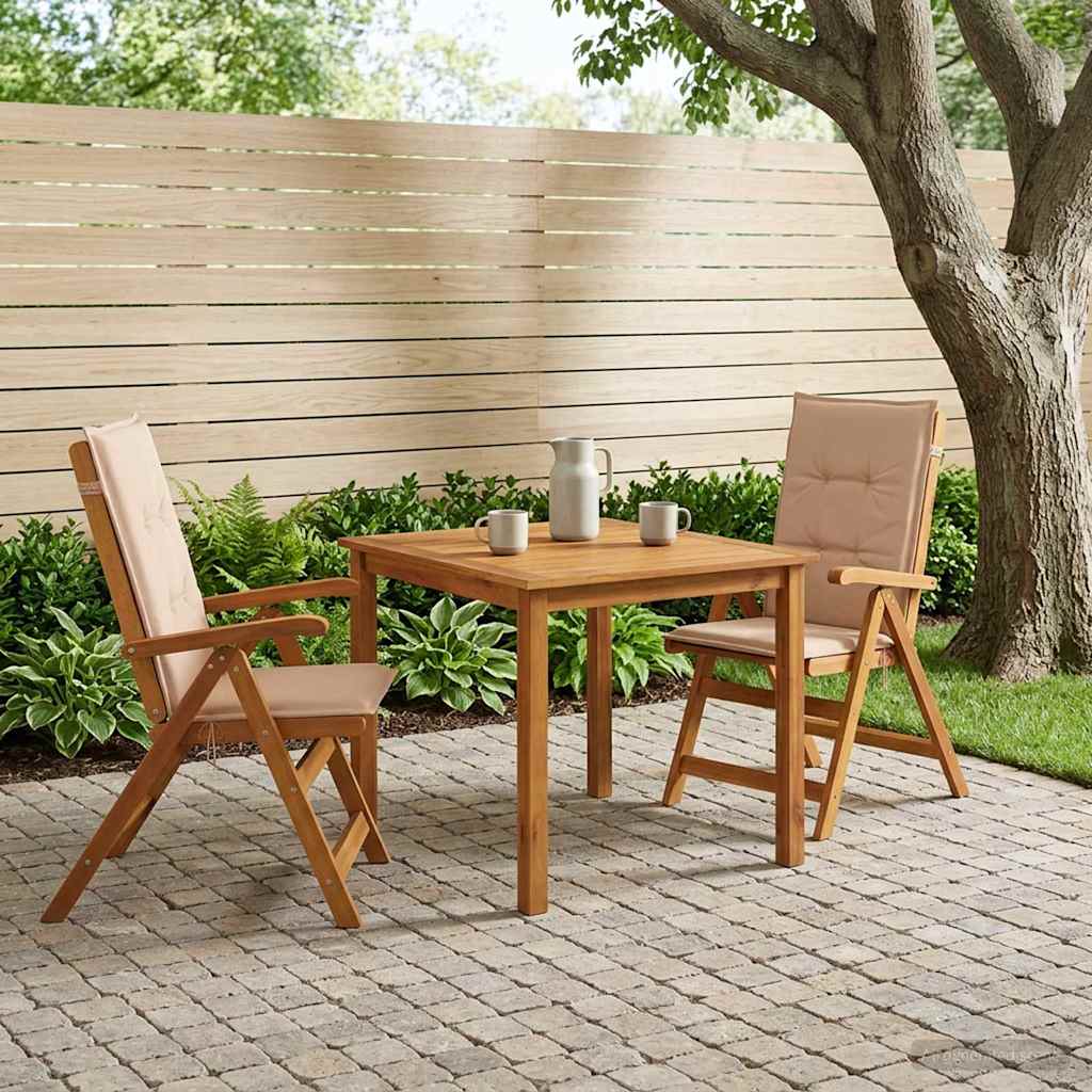 vidaXL Conjunto de comedor de jardín de 3 piezas Natural