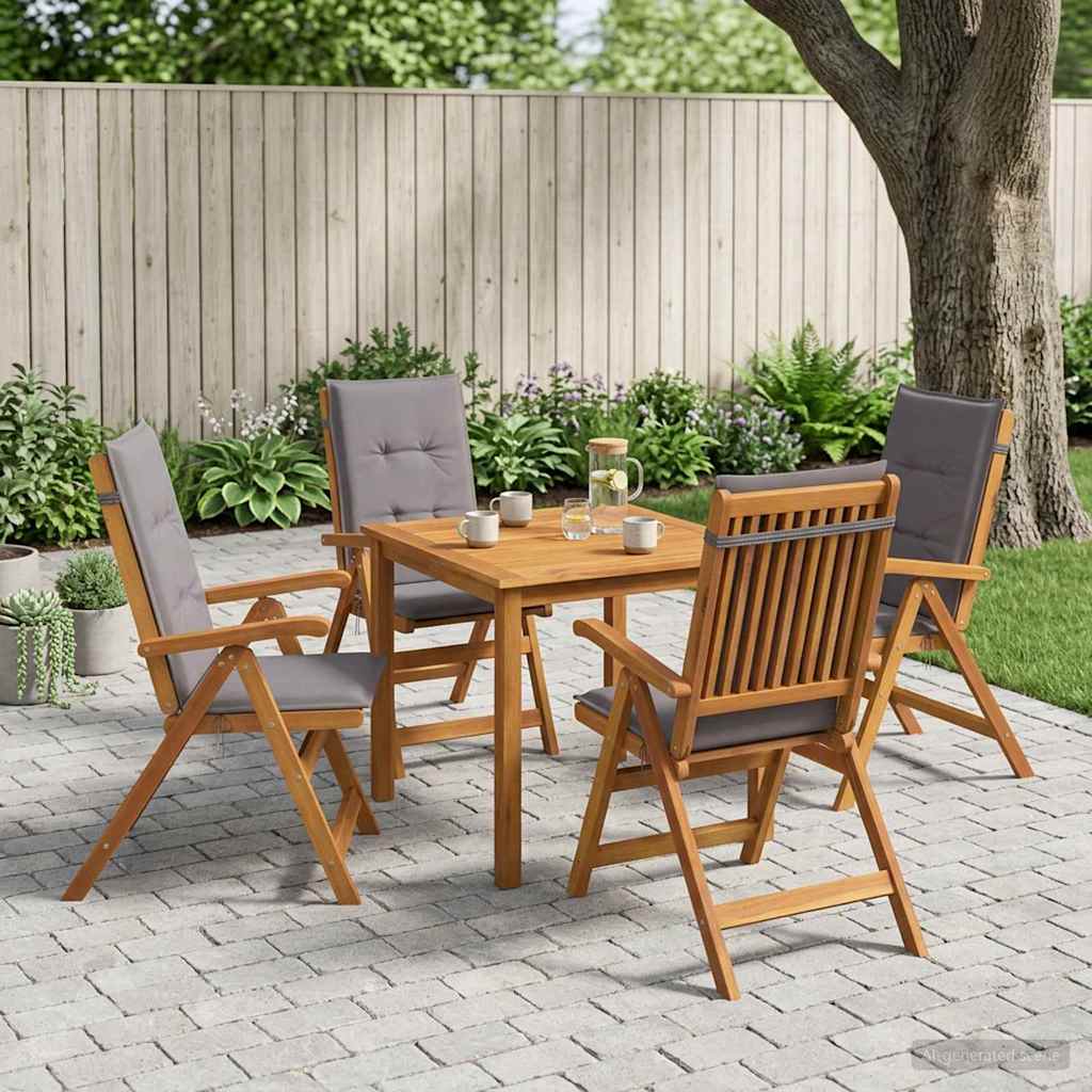 vidaXL Juego de comedor de jardín de 5 piezas Natural