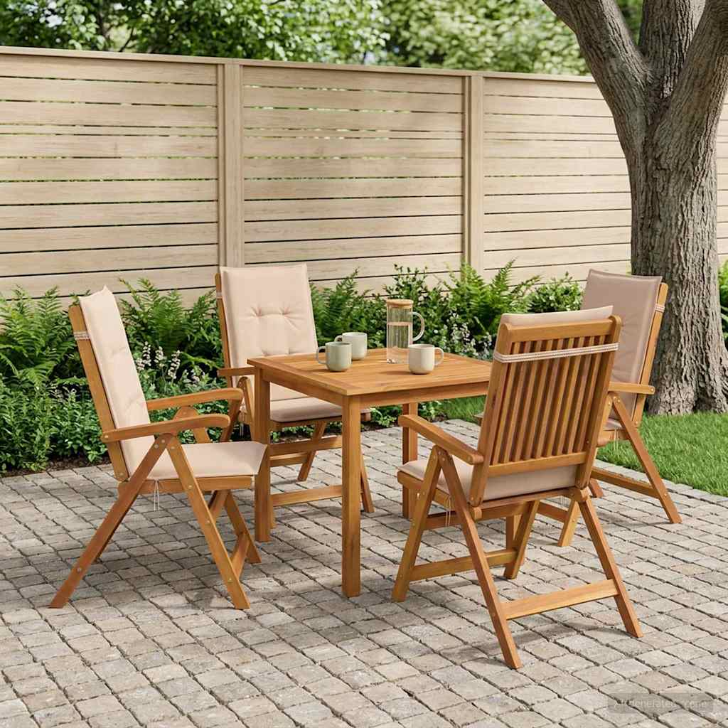 vidaXL Juego de comedor de jardín de 5 piezas Natural