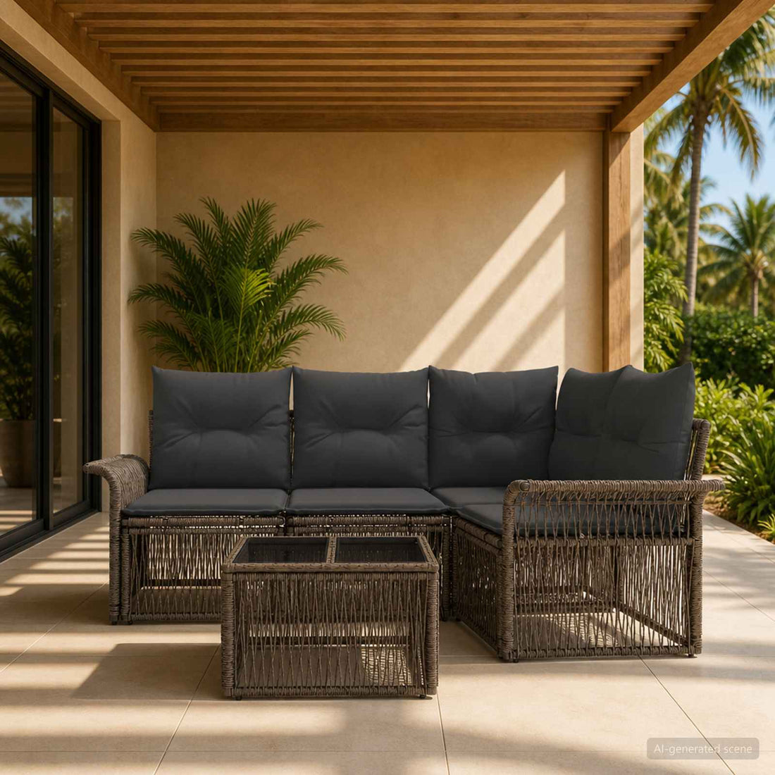 vidaXL Conjunto de sofás de jardín 5 uds. Gris ratán sintético