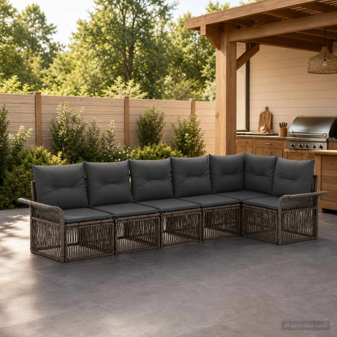 vidaXL Conjunto de sofás de jardín 6 uds. Gris ratán sintético