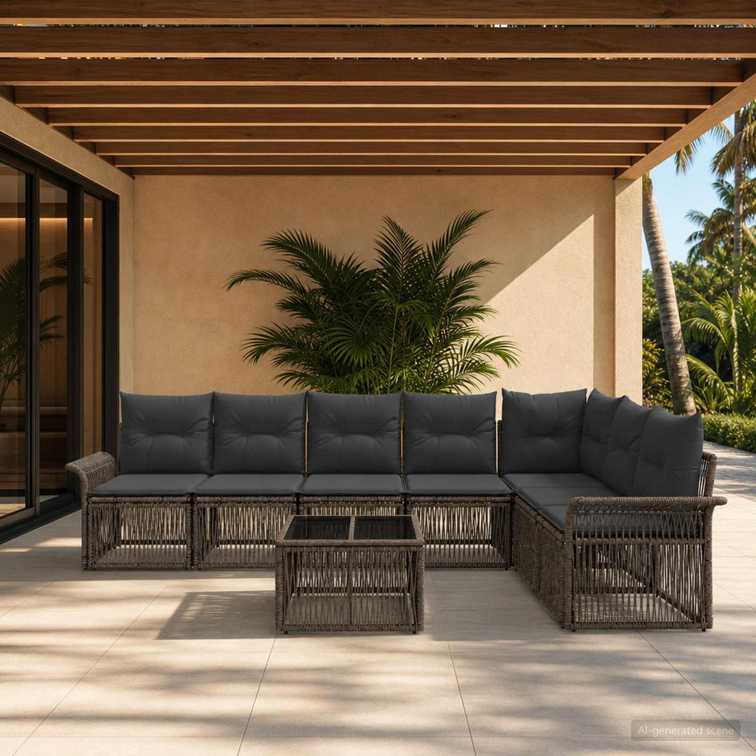 vidaXL Conjunto de sofás de jardín 8 uds. Gris ratán sintético