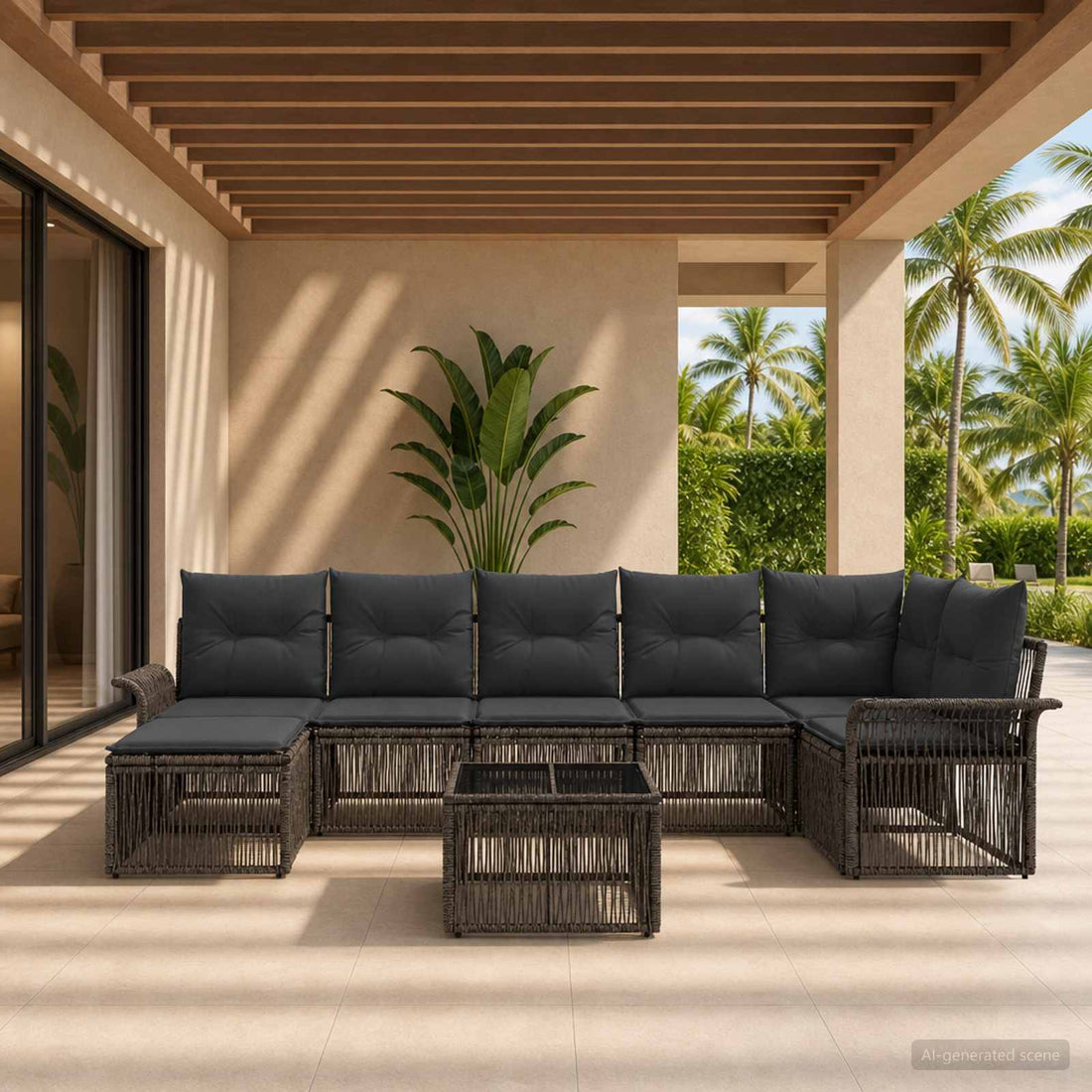 vidaXL Conjunto de sofás de jardín 8 uds. Gris ratán sintético
