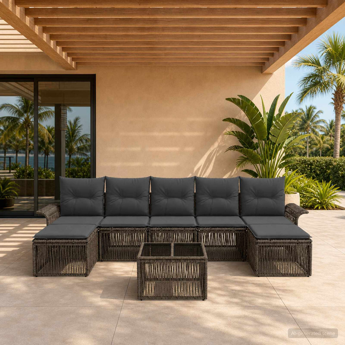 vidaXL Conjunto de sofás de jardín 8 uds. Gris ratán sintético