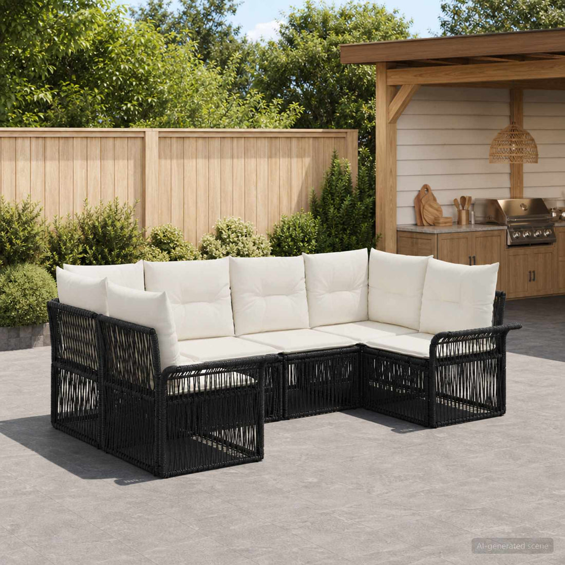 vidaXL Conjunto de sofás de jardín 6 uds. 6-Número de plazas Negro