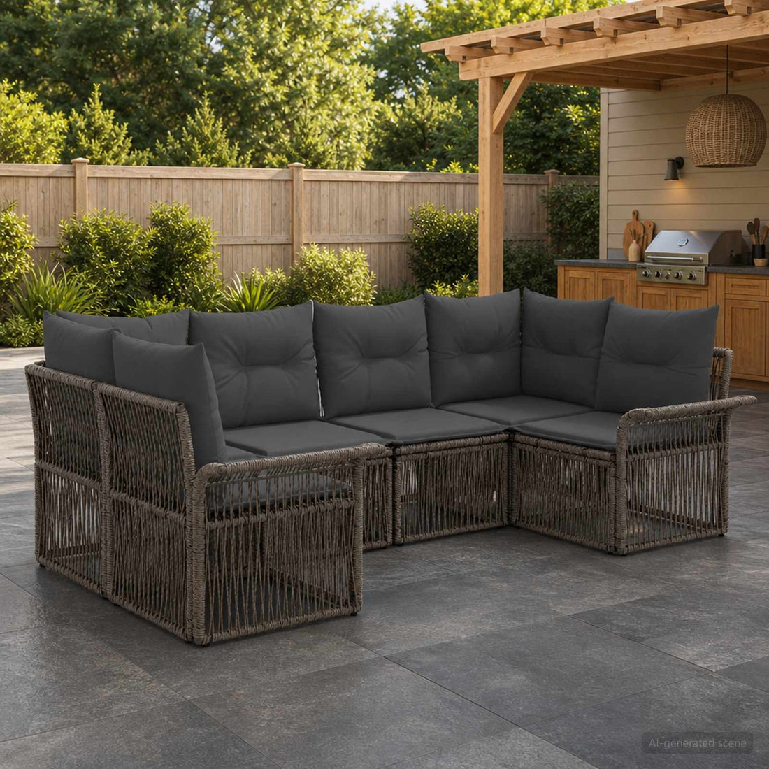 vidaXL Conjunto de sofás de jardín 6 uds. 6-Número de plazas Gris