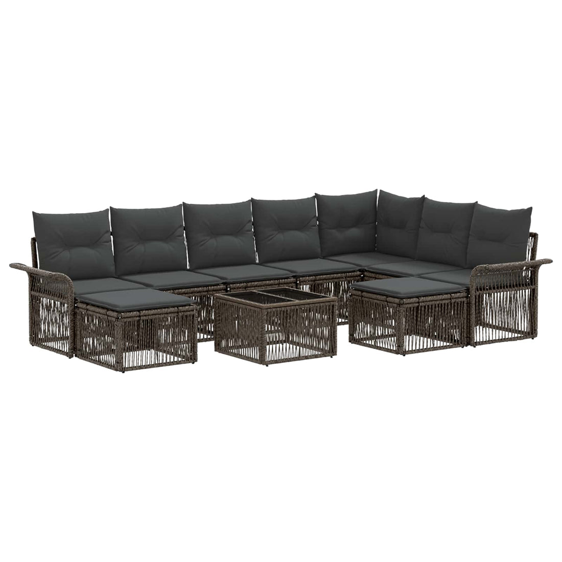 vidaXL Conjunto de sofás de jardín 10 uds. Gris y Gris Oscuro