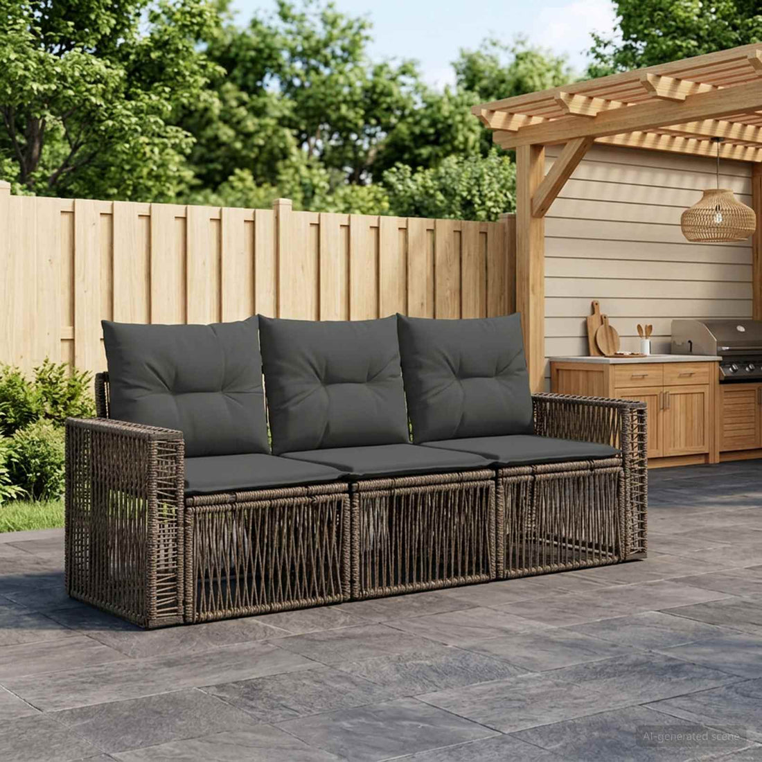 vidaXL Conjunto de sofás de jardín 3 uds. Gris y Gris Oscuro
