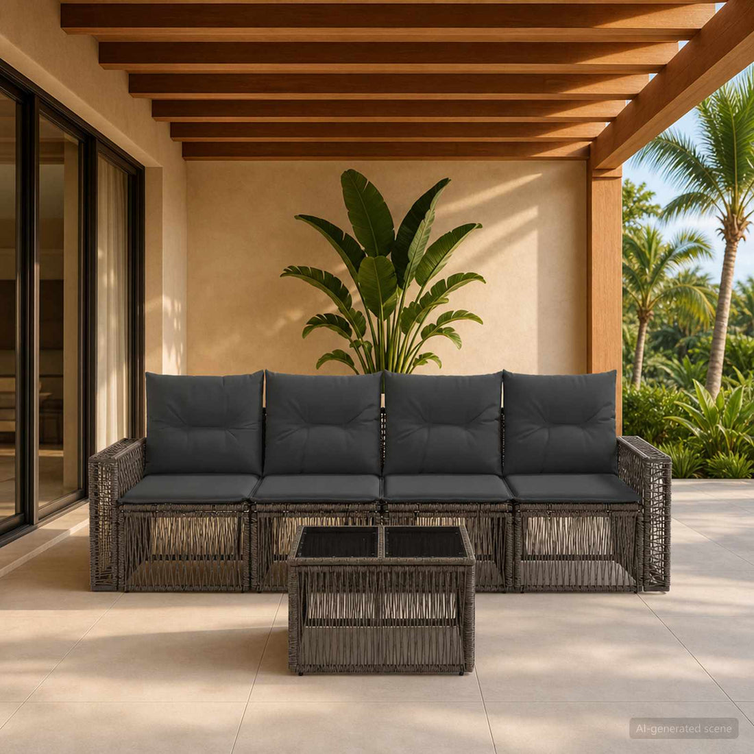 vidaXL Conjunto de sofás de jardín 5 uds. Gris y Gris Oscuro