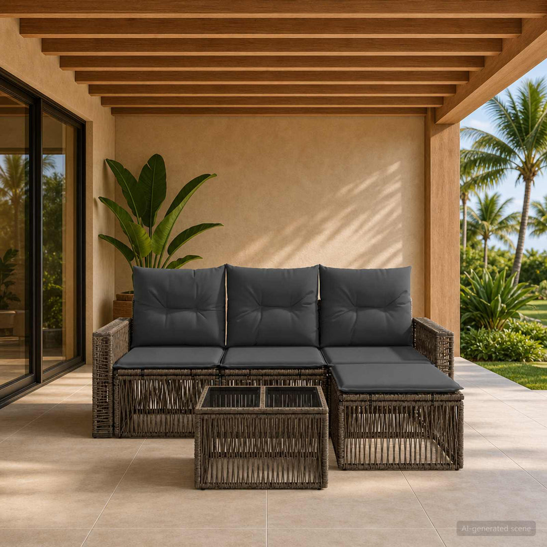 vidaXL Conjunto de sofás de jardín 5 uds. Gris y Gris Oscuro