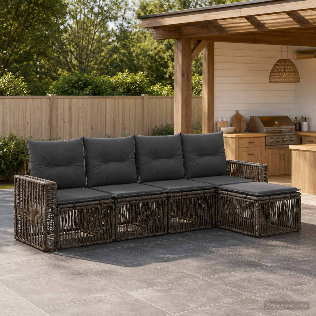 vidaXL Conjunto de sofás de jardín 5 uds. Gris y Gris Oscuro