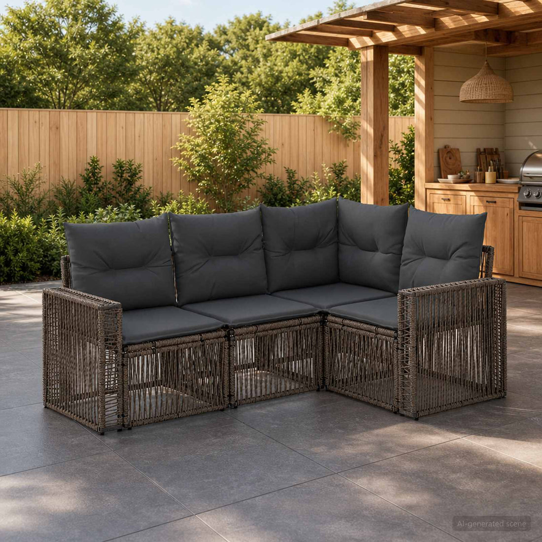 vidaXL Conjunto de sofás de jardín 4 uds. Gris y Gris Oscuro