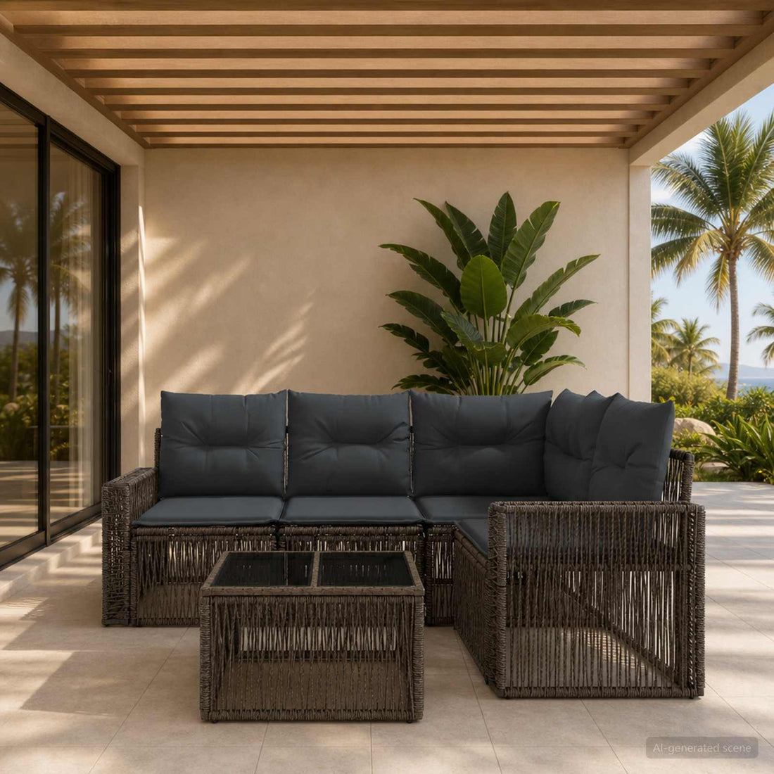 vidaXL Conjunto de sofás de jardín 5 uds. Gris y Gris Oscuro