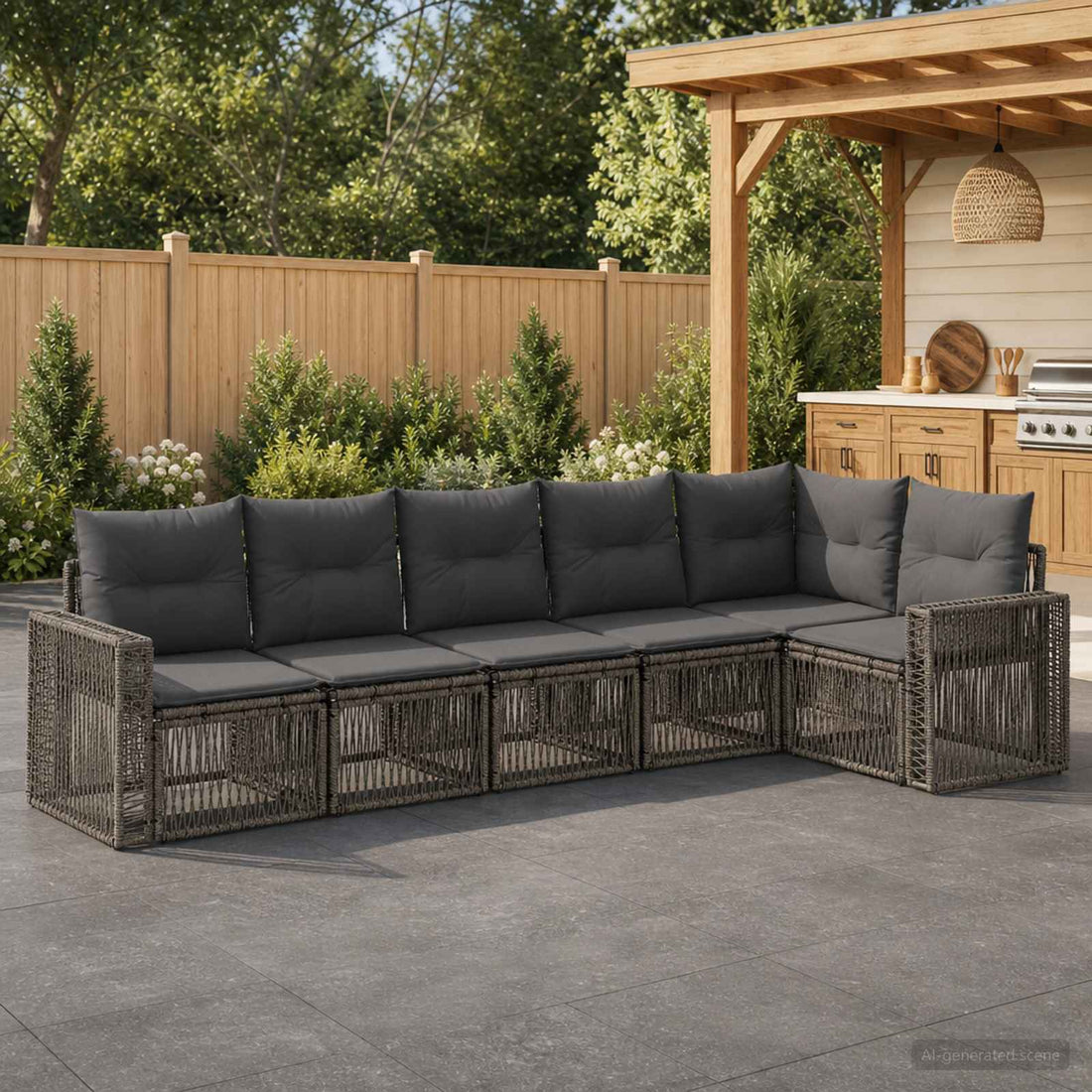 vidaXL Conjunto de sofás de jardín 6 uds. Gris y Gris Oscuro