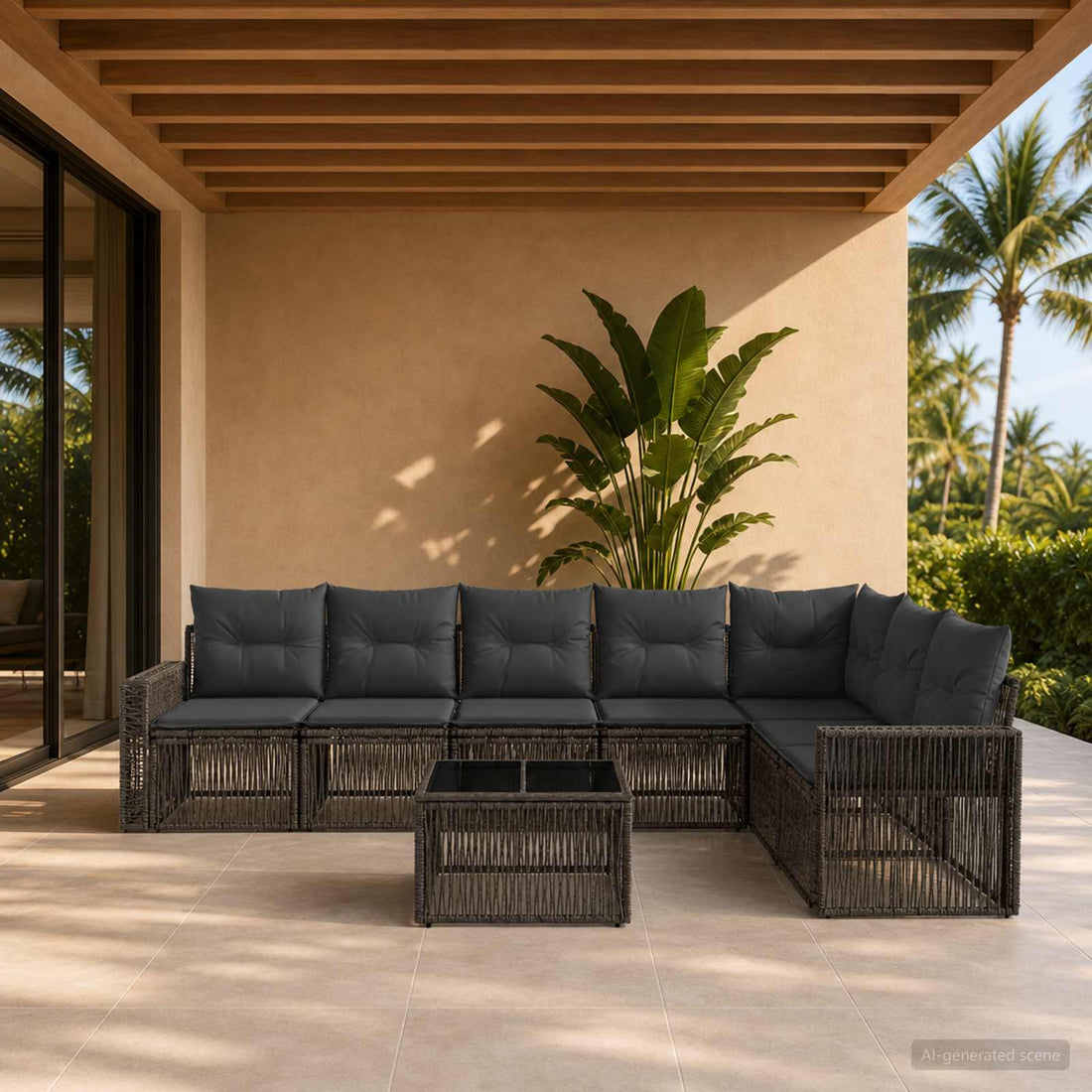 vidaXL Conjunto de sofás de jardín 8 uds. Gris y Gris Oscuro