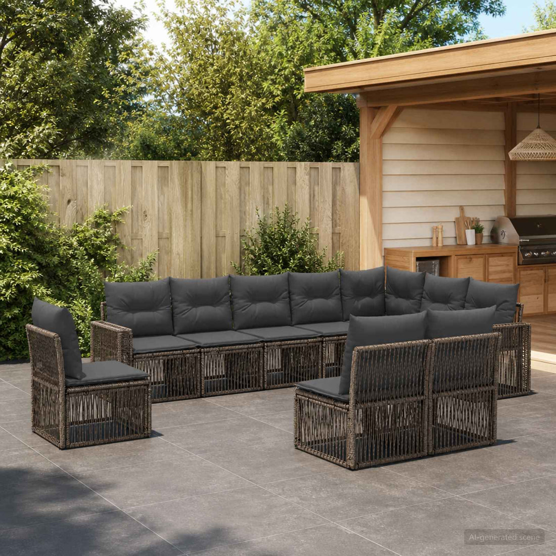 vidaXL Conjunto de sofás de jardín 10 uds. Gris y Gris Oscuro