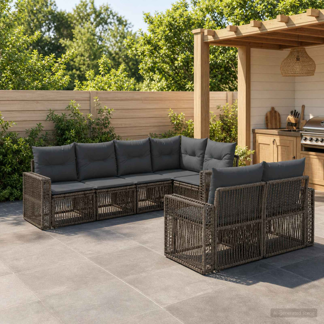 vidaXL Conjunto de sofás de jardín 7 uds. 7-Número de plazas