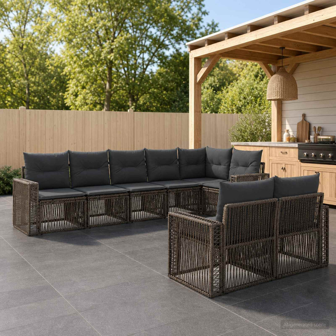 vidaXL Conjunto de sofás de jardín 8 uds. Gris y Gris Oscuro