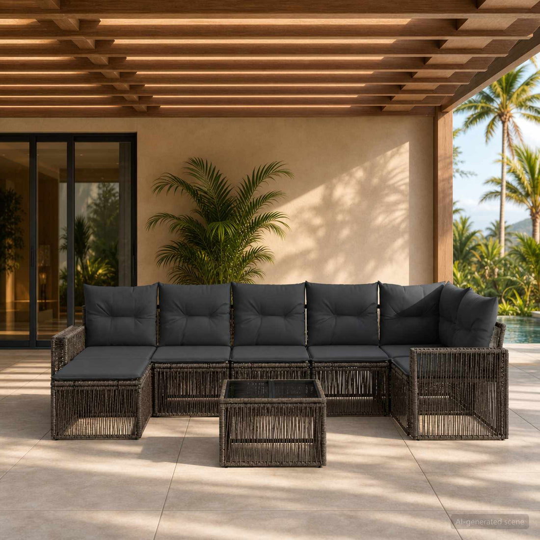 vidaXL Conjunto de sofás de jardín 8 uds. Gris y Gris Oscuro