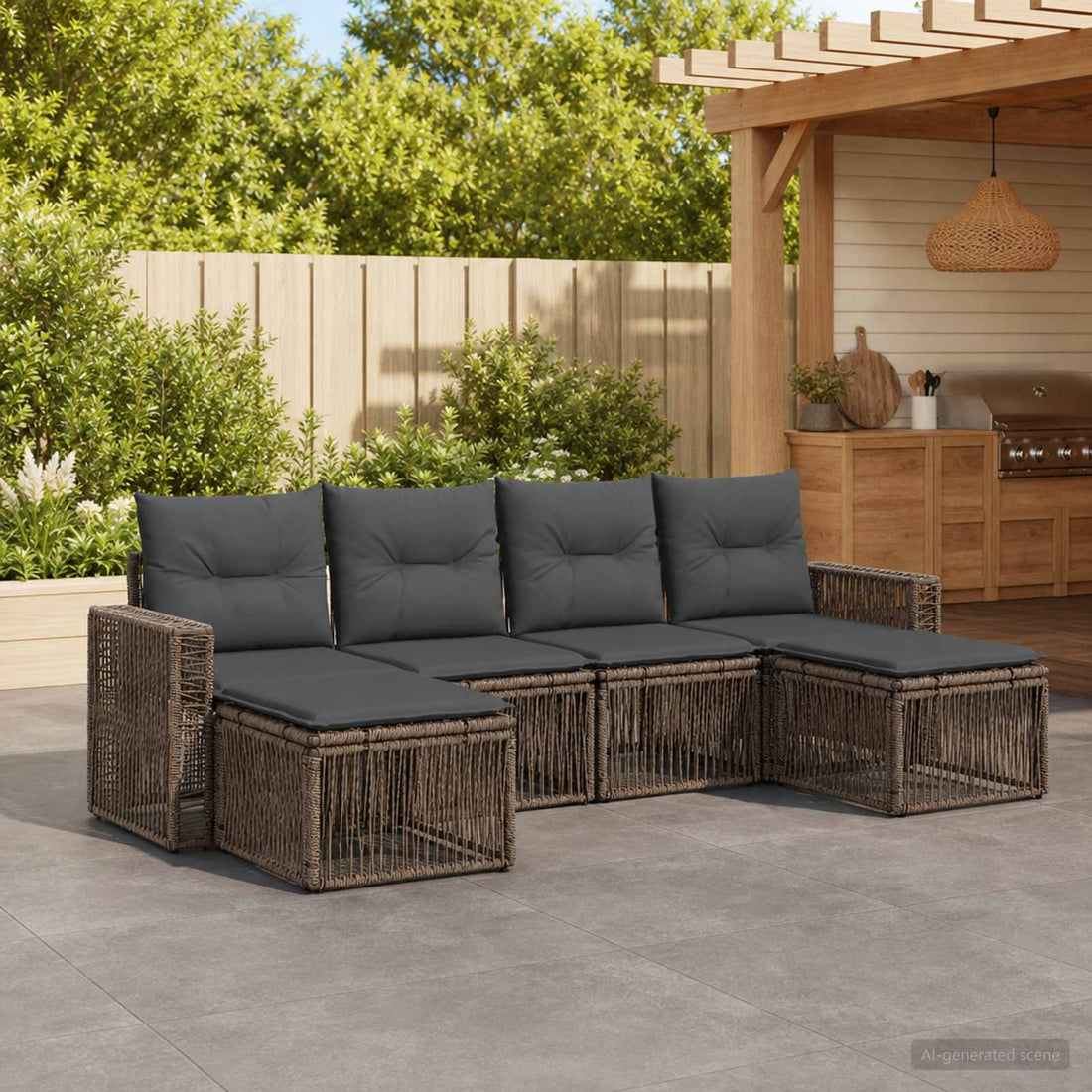 vidaXL Conjunto de sofás de jardín 6 uds. Gris y Gris Oscuro