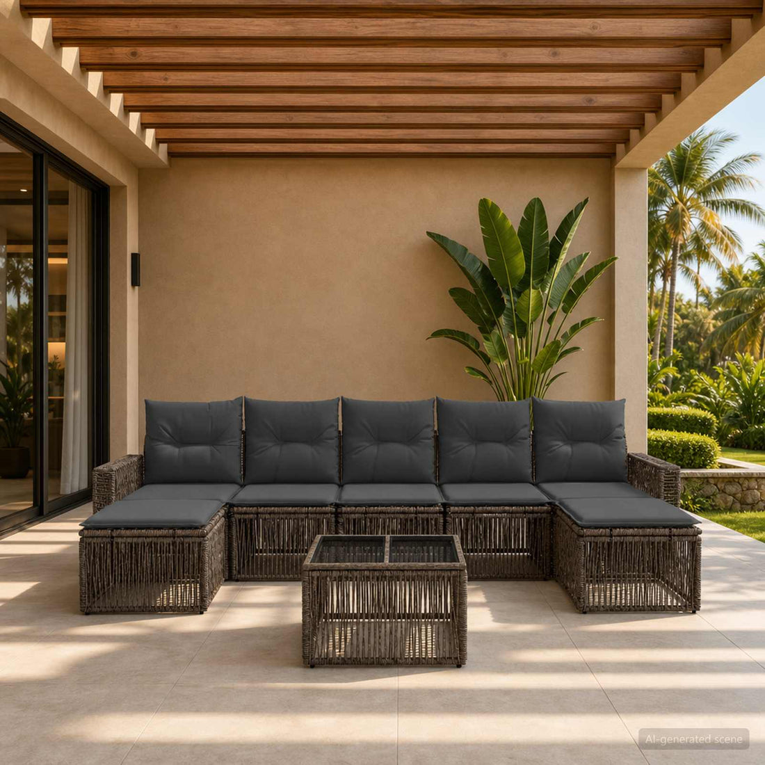 vidaXL Conjunto de sofás de jardín 8 uds. Gris y Gris Oscuro
