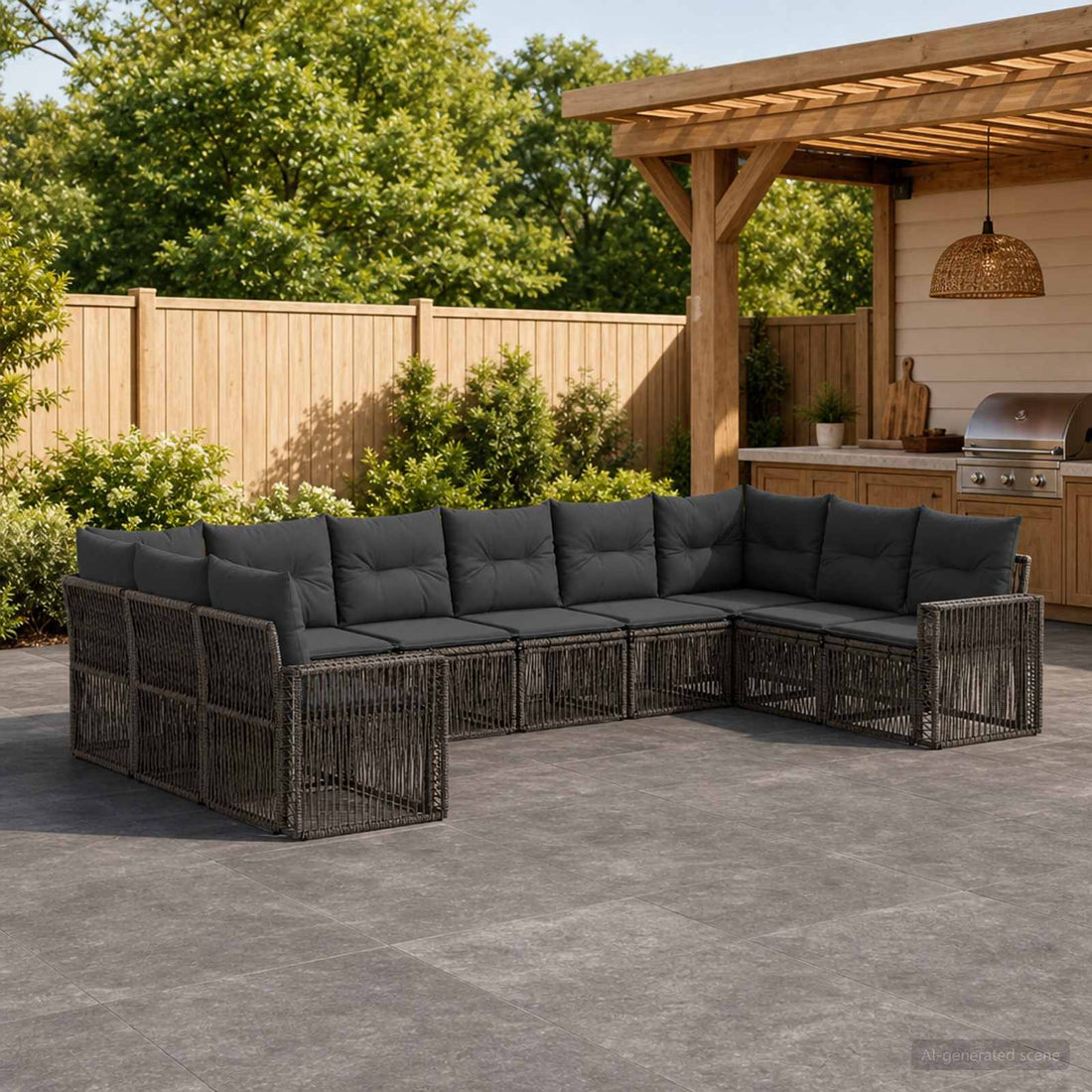 vidaXL Conjunto de sofás de jardín 10 uds. Gris y Gris Oscuro