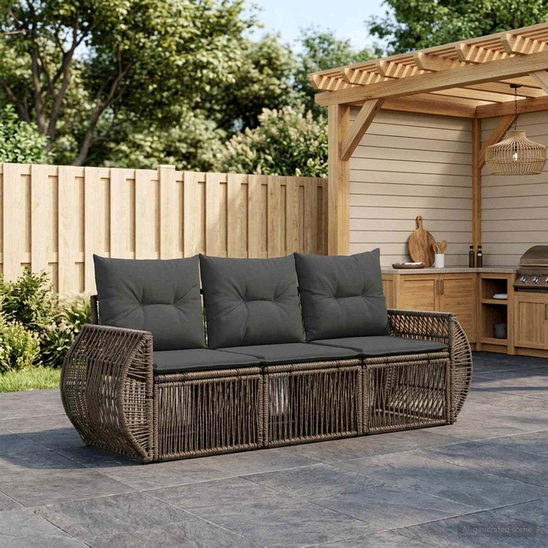 vidaXL Conjunto de sofás de jardín 3 uds. Gris y Gris Oscuro