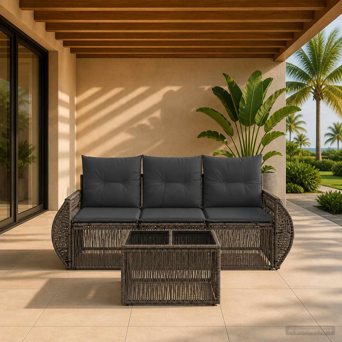vidaXL Conjunto de sofás de jardín 4 uds. Gris y Gris Oscuro