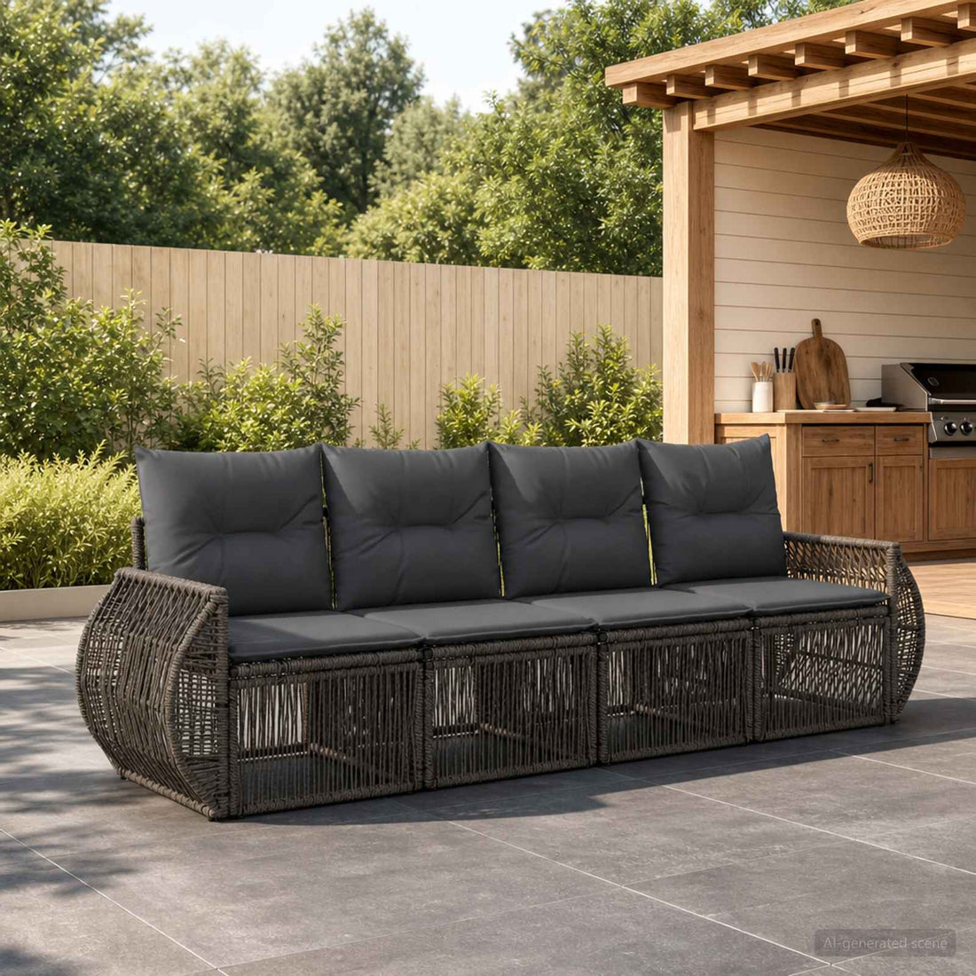 vidaXL Conjunto de sofás de jardín 4 uds. Gris y Gris Oscuro
